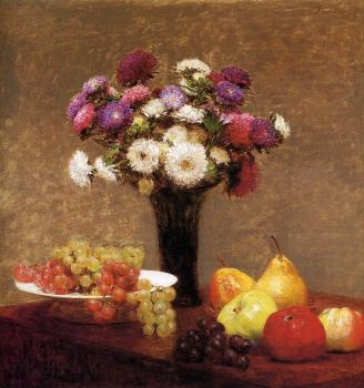 亨利 方丹 拉圖爾 Asters and Fruit on a Table